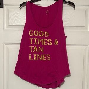 Old Navy Hot Pink Tank with Gold Foil Slogan